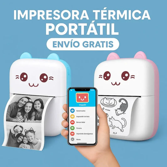 Mini Impresora Térmica Portátil Recargable Rosa o Celeste