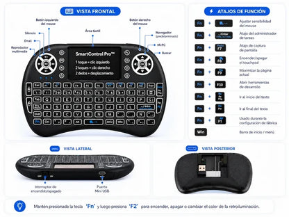 SmartControl Pro™ Mini Teclado Inalámbrico con Touchpad